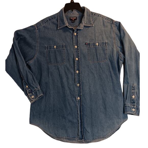 Polo Jeans Co. by Ralph Lauren Other - Vintage Polo Jeans Co Ralph Lauren Denim Shirt Mens XL Blue Fade Logo Oversized